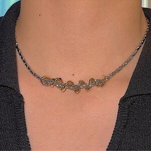 Twisted Two Tone 18k gold plated Silver Necklace New